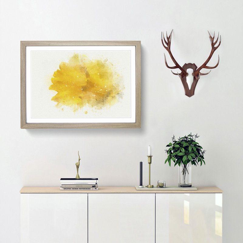 Sole Yellow Daffodil in Abstract - Framed Print, 36cm H x 48cm W x 2cm D, Oak Framed