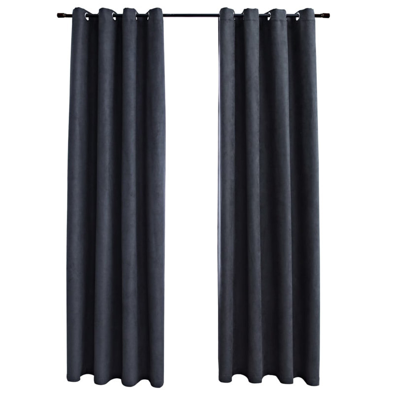 Azurah Blackout Curtain Pair, Anthracite, Width 140 x Drop 245cm