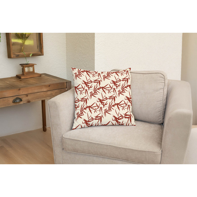 Coussin décoratif en bambou, Brique d'argile, Carré 18 po