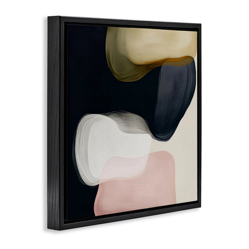 Art mural contemporain sur toile flottant encadré de formes contemporaines, design par Irena Orlov, 18" H x 18" W