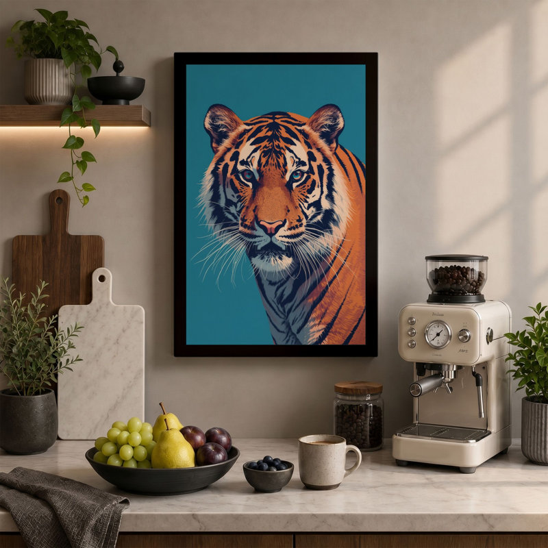 Tiger's Gaze Modern - Wrapped Canvas, 18x12 - 45.7 x 30.5 cm, White Border