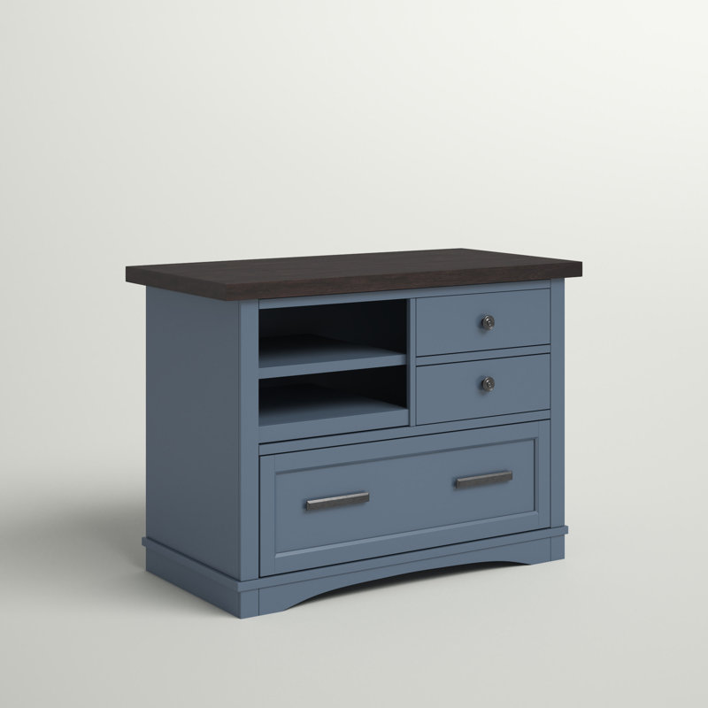 Classeur latéral 3 tiroirs Stapleton, Plateau sable / base denim
