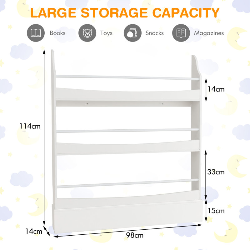 Kates 144cm H X 98cm W No Subject Standard Kids Bookcase, White