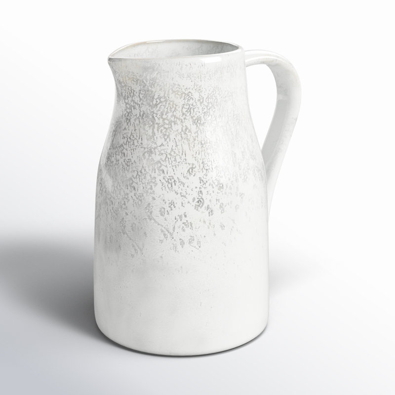 Lily Valley Stoneware Pitcher, 5.5" H x 3.5" W