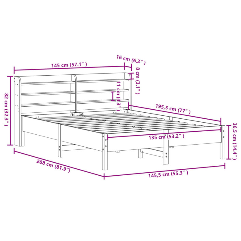 Storage Bed, Wax Brown, Double (4'6)