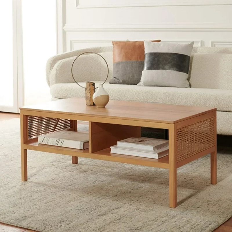 Table basse à 4 pieds avec rangement Westberg, Naturel