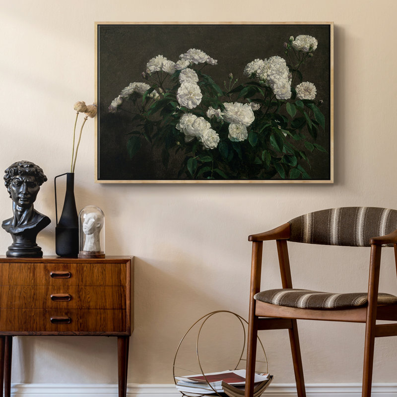 "Vintage Botanical - CV III" sur toile, Toile argentée avec cadre flottant, H 27 po x l 41 po x P 2 po