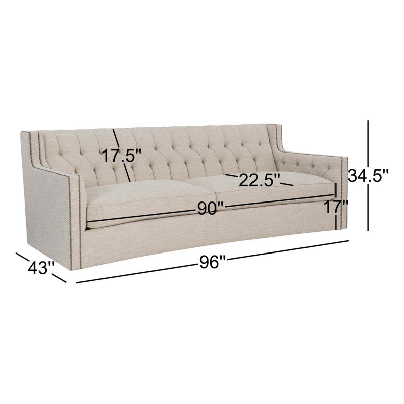 Candace Upholstered 96'' Sofa, Cream