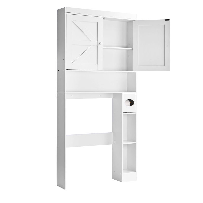 Armoire de rangement blanche au-dessus de la toilette H 67,4 "pour salle de bain, tablette réglable, solution compacte à plusieurs niveaux