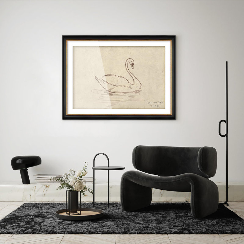 "Élégant cygne croquis minimaliste, cygne, ligne, illustrations, impressionnisme, décoration murale", Oui