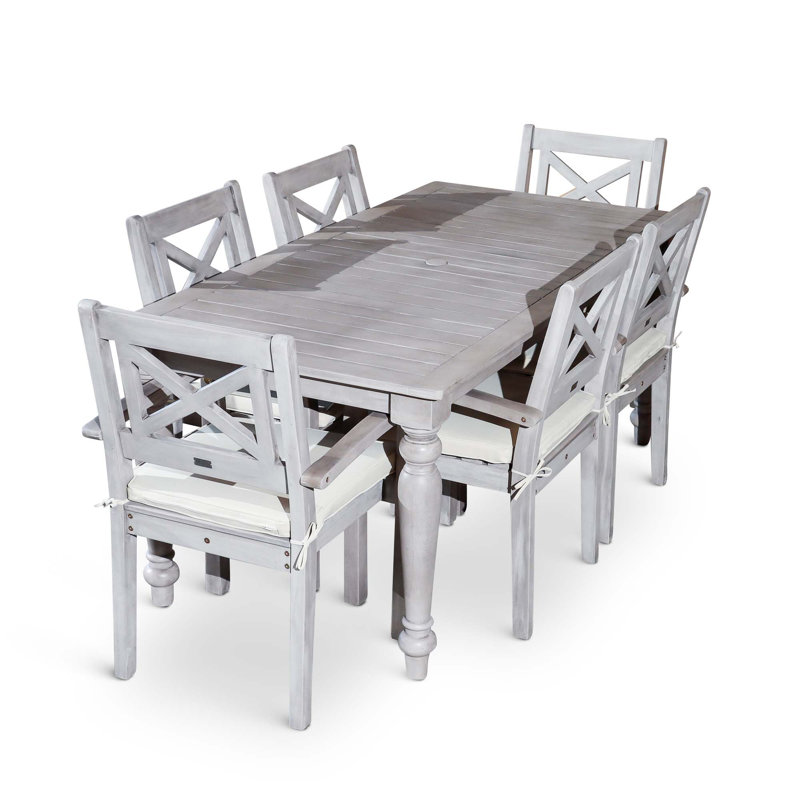 Square Dining Set, 7 pièces : table, 6 chaises, 29.75" H x 71" W x 34.5" D