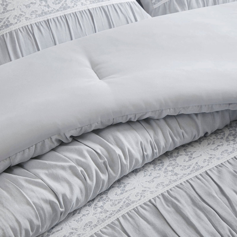 Ensemble de couette jacquard 7 pièces de style cottage, beige/rouge, grand lit, King Comforter + 6 Additional Pieces, Blue