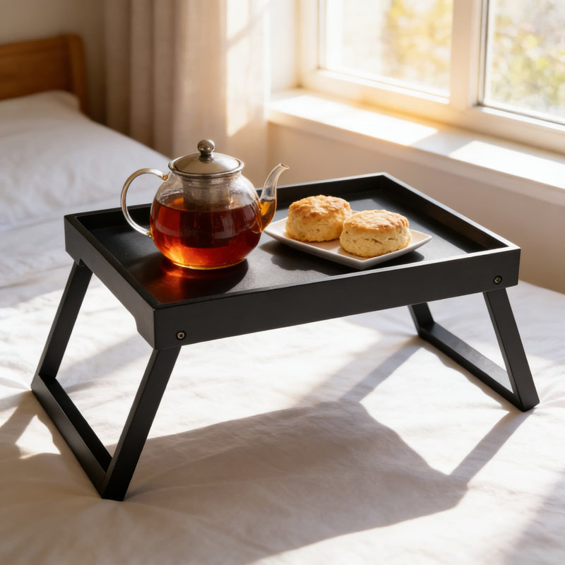 Table pliante en bambou avec plateau et pieds