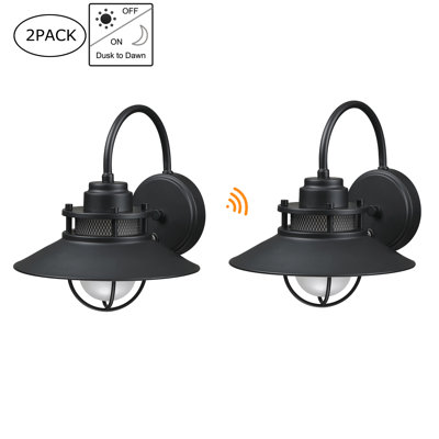 Petrina 1-Light 11-in Matte Black Dusk to Dawn Outdoor Wall Light