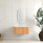 Armoire de salle de bain flottante 30 po avec vasque en céramique blanche, bois de noyer massif, style à bord courbé, pré-assemblé, tiroir à fermeture en douceur, style moderne américain