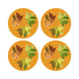 Autumn Leaves Vegan Leather Round Pebble Placemat