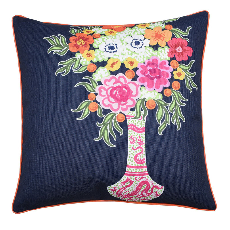 Floral Linen Reversible Throw Pillow, Right