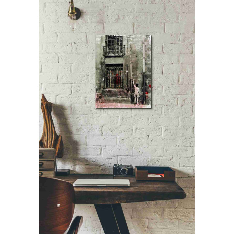 «First Graffiti» par DB Waterman, art mural sur toile, H 16 po x l 12 po x P 0,75 po
