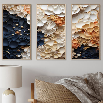 Ensemble de salon mural art corail blanc et bleu corail II