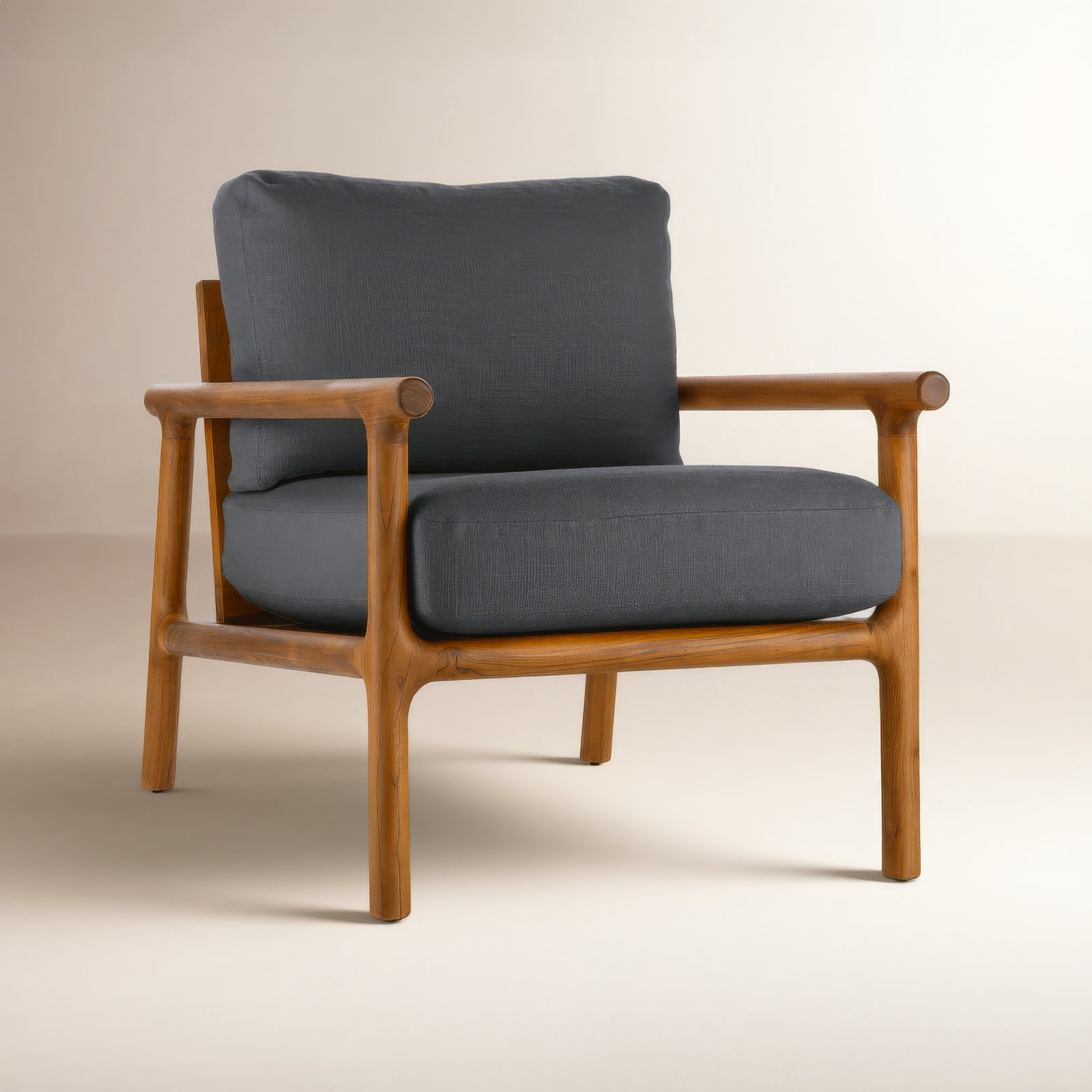 Cellire Linen Armchair, Charcoal Polyester