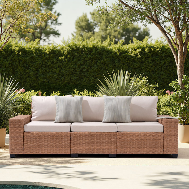 3-seat Outdoor Patio Sofa With Cushions