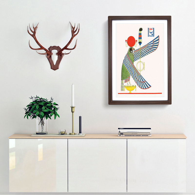 Egyptian Hawk by L. Dubois - Framed Print, 36cm H x 27cm W x 2cm D, Walnut Framed