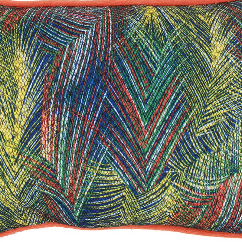Coussin décoratif en tissu multicolore à motif d'art abstrait 20 x 14 pouces Benzara