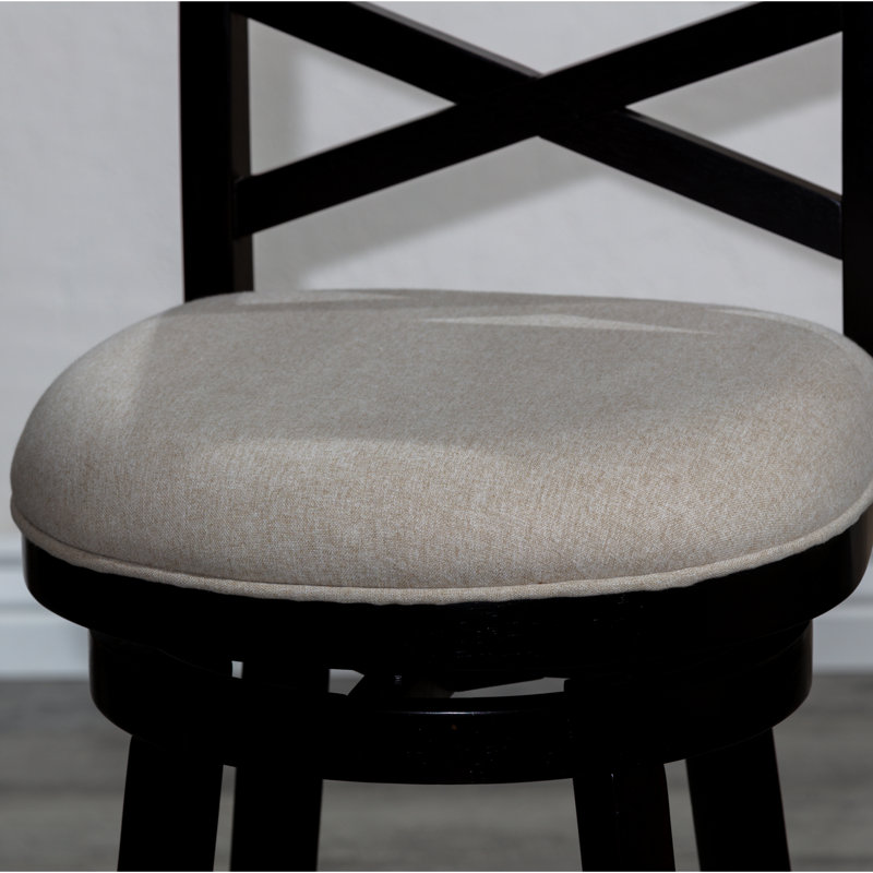 Tabouret pivotant à hauteur de comptoir 24 po avec siège en tissu respirant doux, Espresso, Blanc