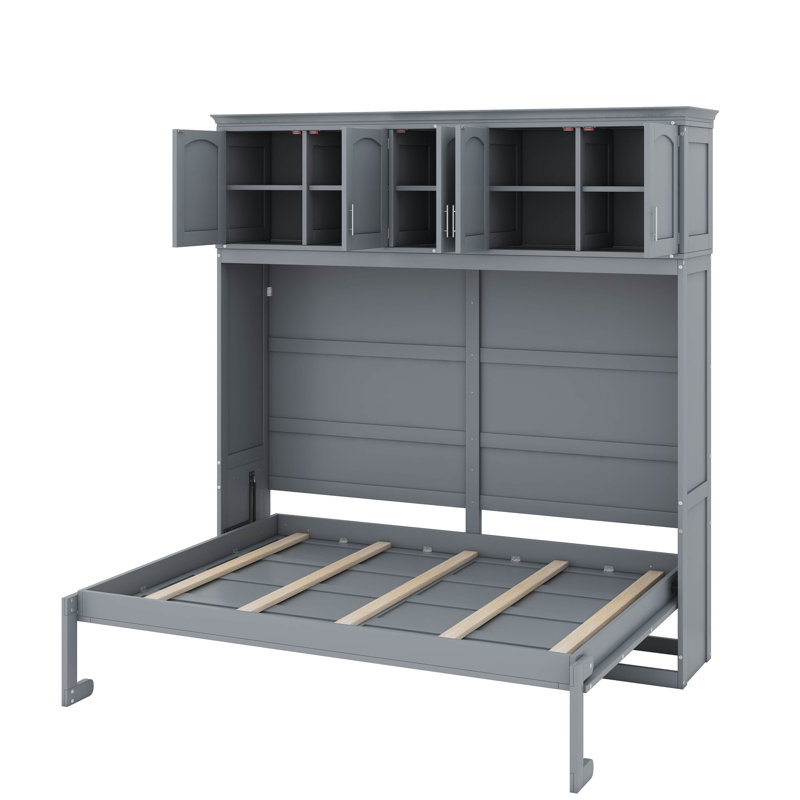 Lit escamotable double avec armoires supérieures