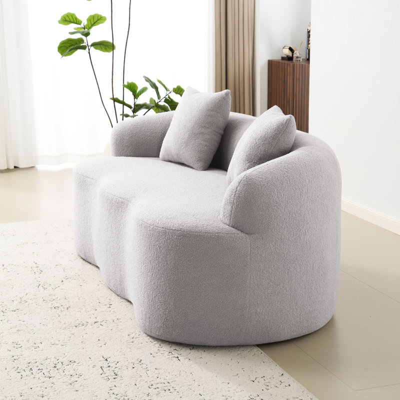 Gris incurvé avec accoudoir rond, 2 sièges pour la chambre à coucher et le bureau, sans assemblage, confortable et fonctionnel, chambre de bureau à compression à ressorts avec coussins en éponge, oreillers, attrayant polyvalent, haute densité