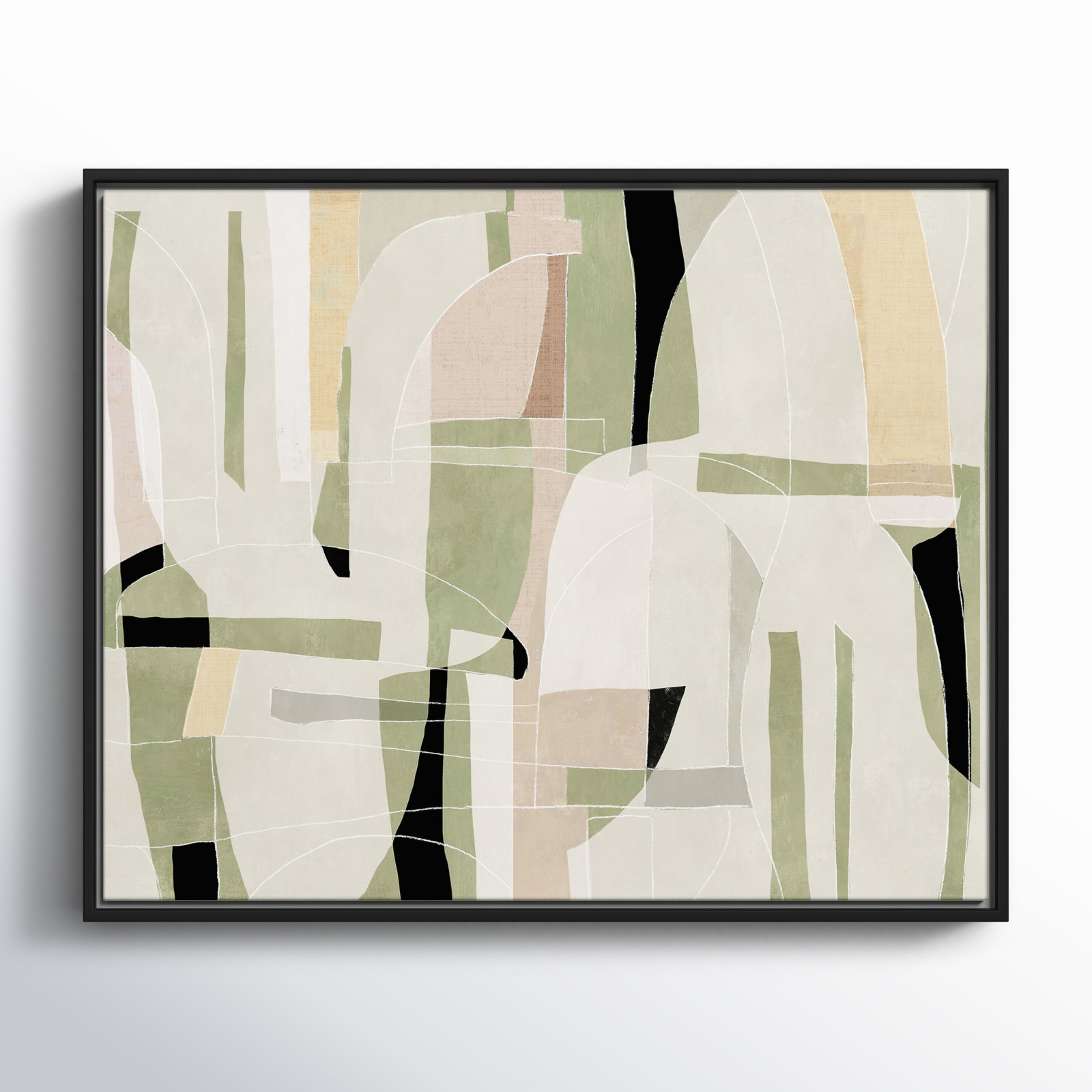 Sunny Barcelona - Floater Frame Canvas, Black, 21.5" W x 17.5" H