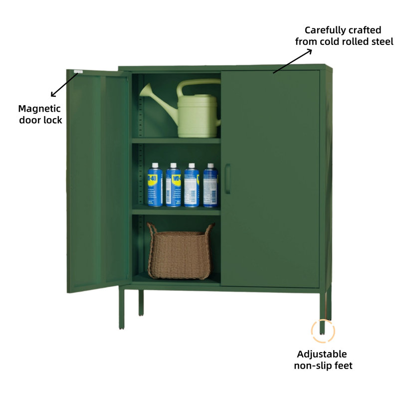 Armoire de rangement en métal de 40 pouces de haut avec 2 portes, Vert d’armée