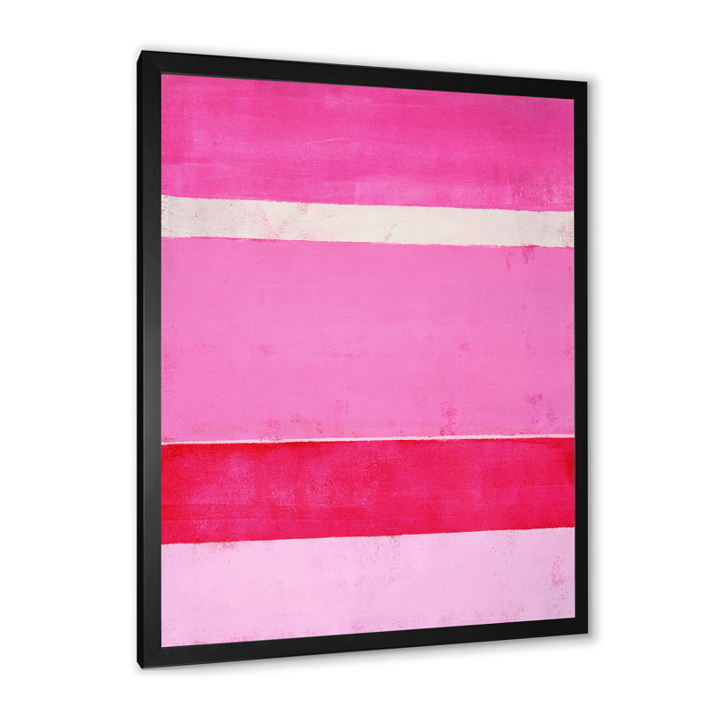 Fuchsia rose et champs de couleurs blancs - Art sur toile moderne et contemporain, Cadre photo noir