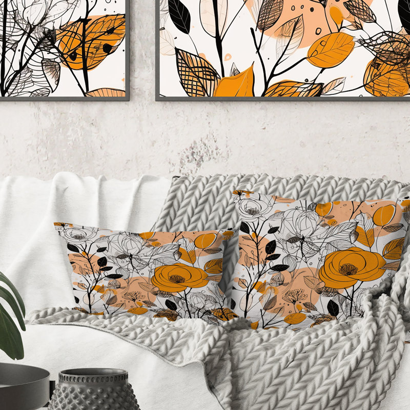 Coussin décoratif rétro rétro en terre cuite I - Abstract Botanicals