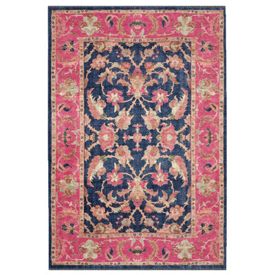 Chartre Oriental Pink Machine Woven Cotton Polyester Area Rug