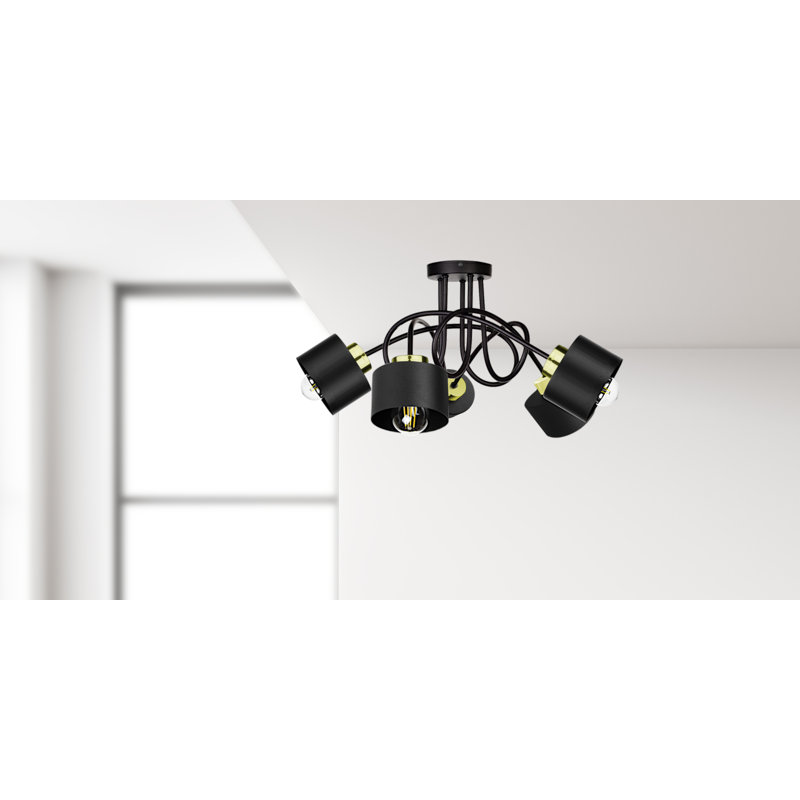 Bavory Flush Mount, Black, Black/Gold