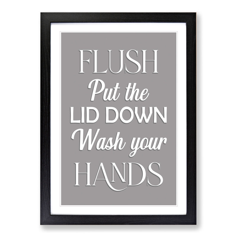 Put The Lid Down - Single Picture Frame Print on Wood, 90cm H x 65cm W x 2cm D, Black Framed