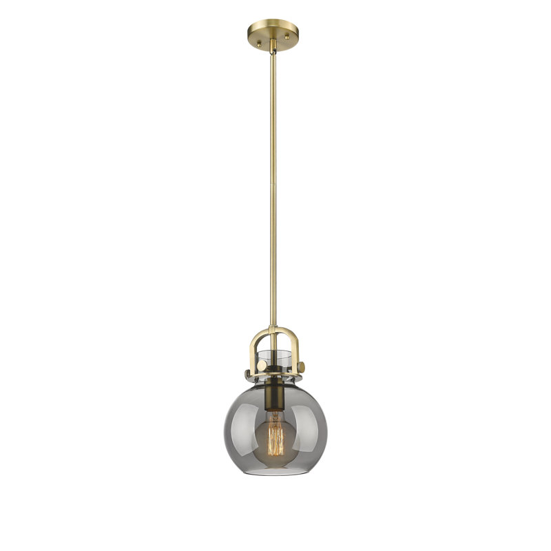 Luminaire suspendu à 1 tige Sligo, Laiton brossé, Plaqué couleur fumée, H 11,25 po x l 8 po x P 8 po