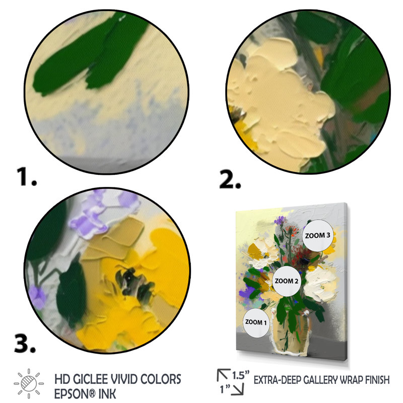 Nature morte avec fleurs blanches II - reproduction sur toile, H 40 po x l 30 po x P 1,5 po, Toile tendue