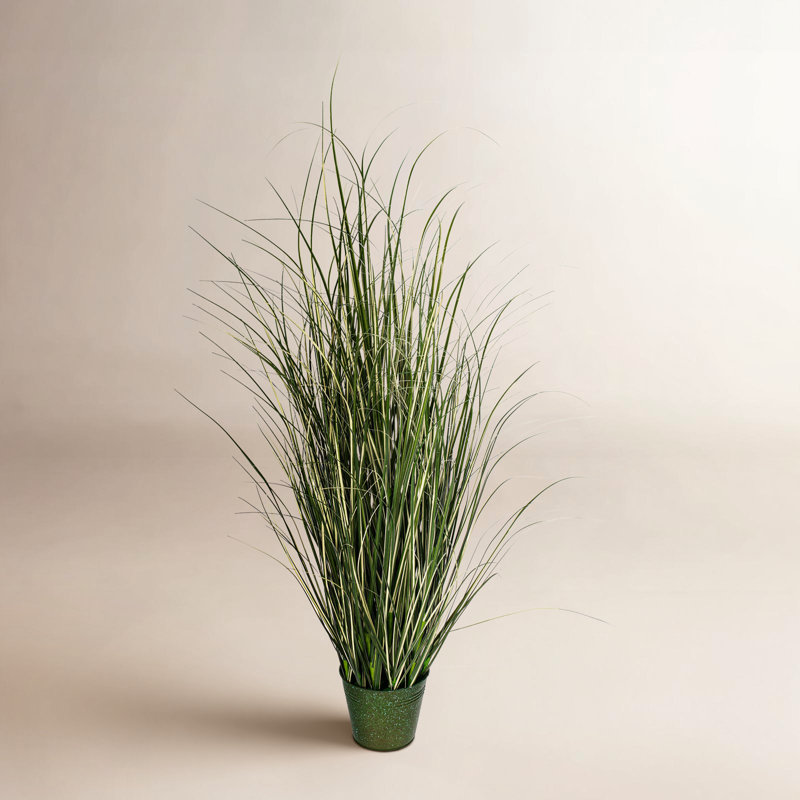 Herbe verte artificielle en pot., H 59 po x l 33 po x P 33 po