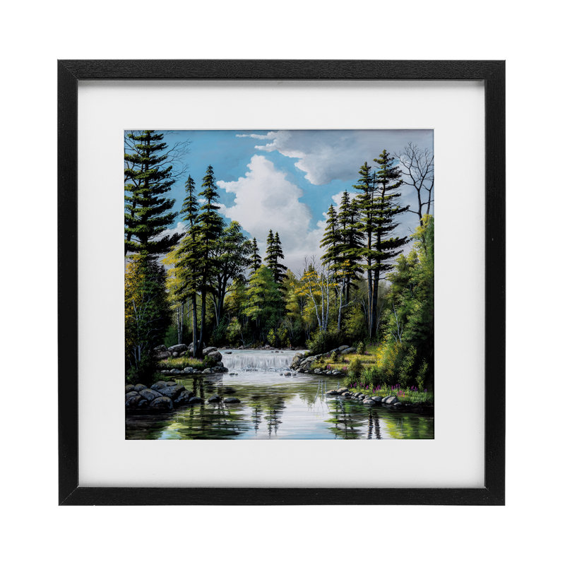 «Avant les chutes», reproduction de paysage encadrée sous verre, design par Bill Saunders, H 13 po x l 13 po