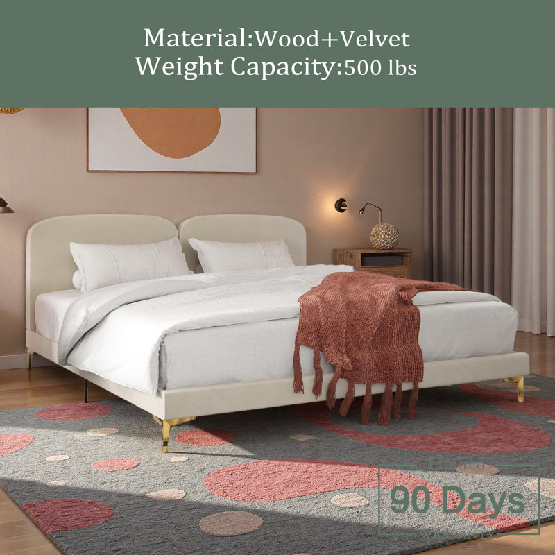 Upholstered Bed, Ivory