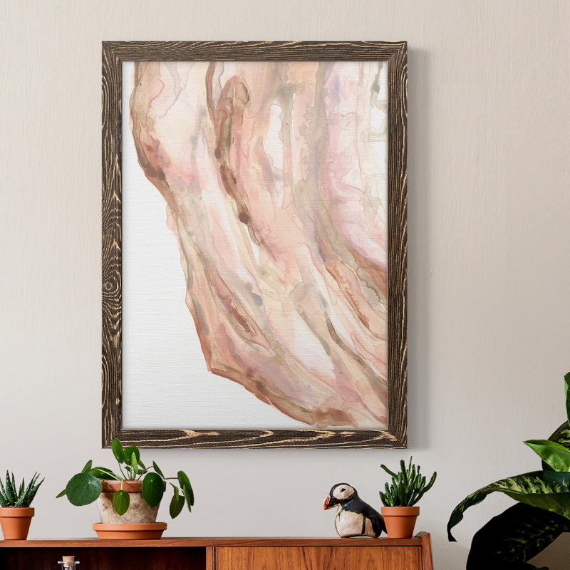 Rose Quartz II - peinture sur toile encadrée, H 38 po x l 28 po x P 1 po, Noyer