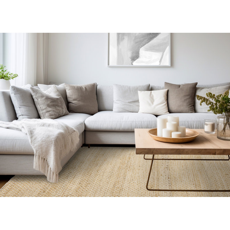 Tapis intérieur / extérieur à motif treillis ton sur ton / uni 5 pi x 8 pi (5 pi 3 po x 7 pi 7 po), beige crème, naturel - salon, chambre à coucher, salle à manger et cuisine