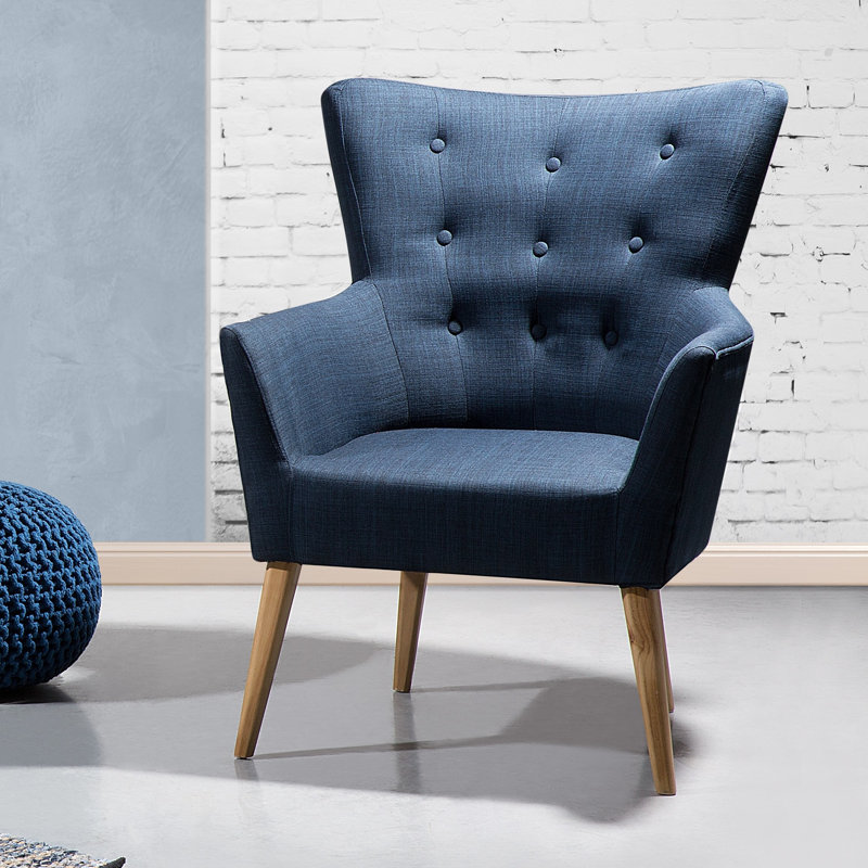 Asa Upholstered Wingback Chair, Blue