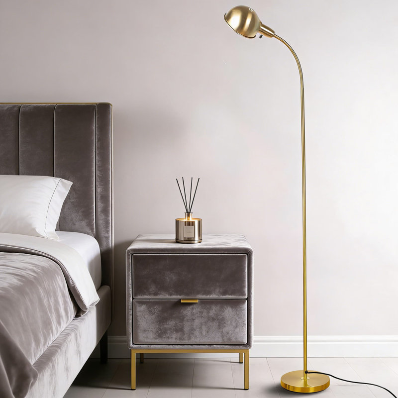 Modern Dimmable Floor Lamp With Flexible Gooseneck And Rotatable Shade, Adjustable Standing Tall Lamp For Reading With E26 Socket And LED Bulb Included