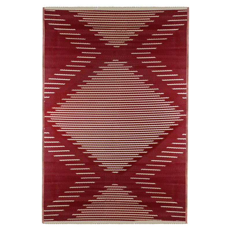 Tapis d'extérieur rectangulaire rouge et beige 4 pi x 6 pi
