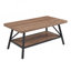 Table basse industrielle L 39,4 po x l 15,7 po x H 17,7 po avec tablette de rangement inférieure, table de cocktail rectangulaire étroite pour le salon, plateau en bois d'ingénierie robuste avec cadre en métal noir, brun rétro-133229309