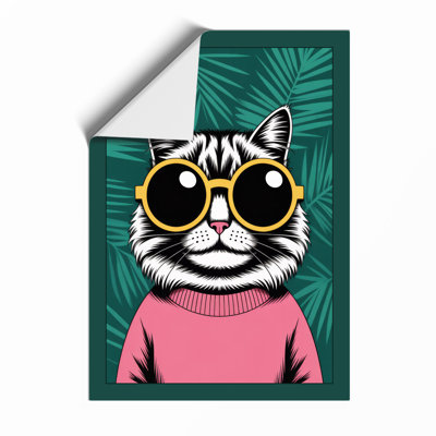 Cool Cat in Shades Modern - Framed Print
