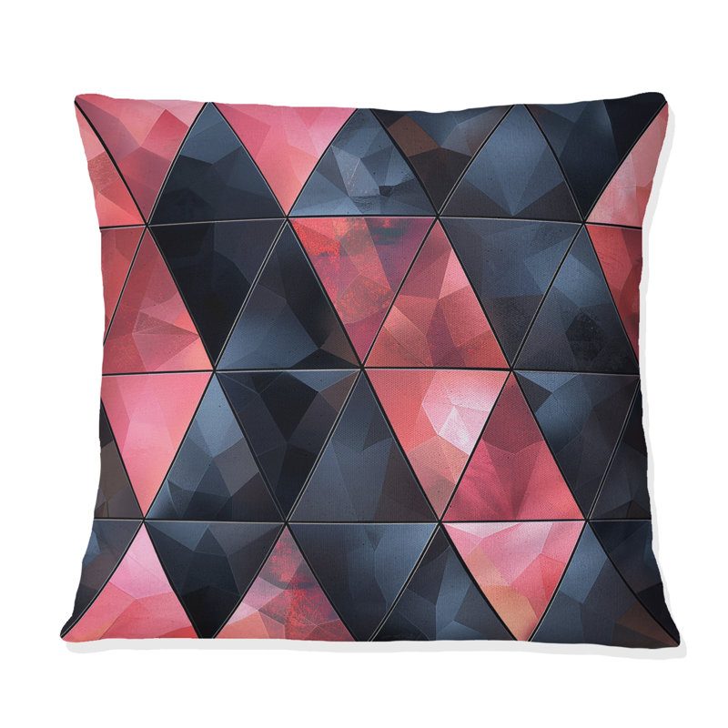 Coussin décoratif Triangle Glam - Glam, H 16 po x l 16 po, Noir / Rose
